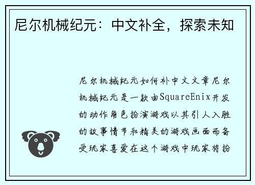尼尔机械纪元：中文补全，探索未知